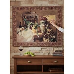 Vintage Wall Tapestry Tuscan Vineyard Days Of Wine And Roses 52" x 42"